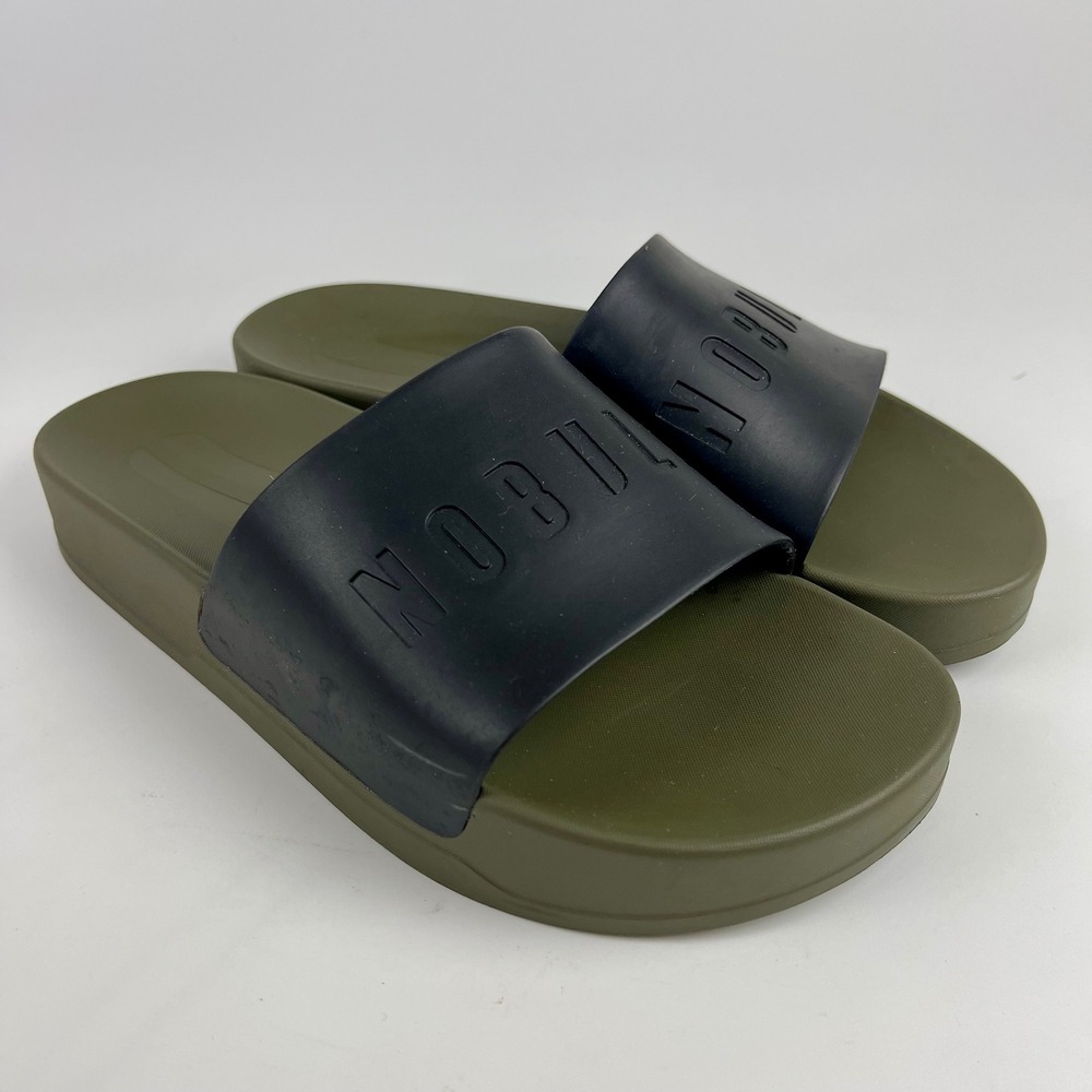 NOBULL Mens‎ 7 Wmns 8.5 Slides Sandals Olive Green Black Athletic Recovery Shoes